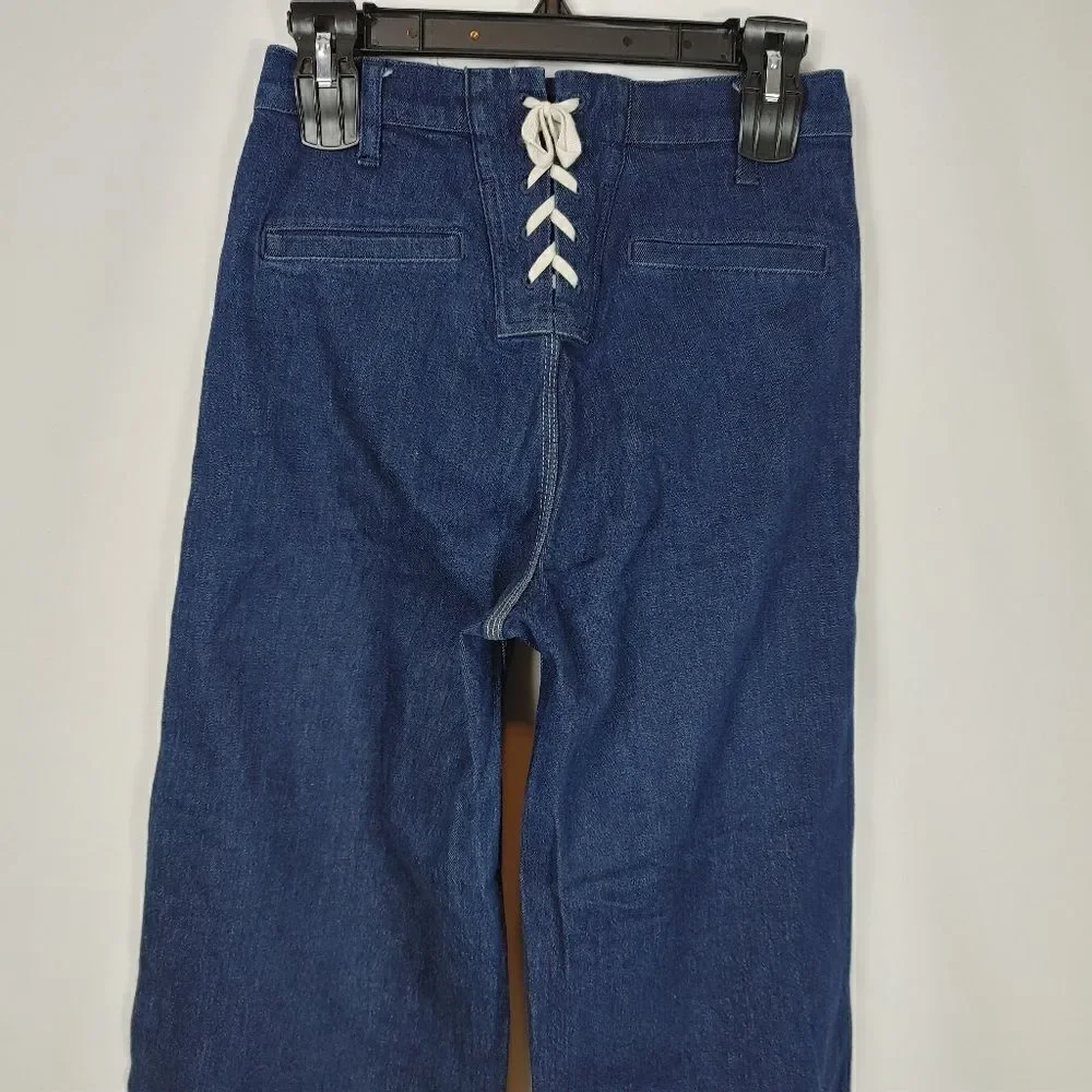 Madewell womens Wide-Leg Crop Jeans: Lace-Up Edition $148 F3533 W26.Waist 13.5" - Picture 7 of 8
